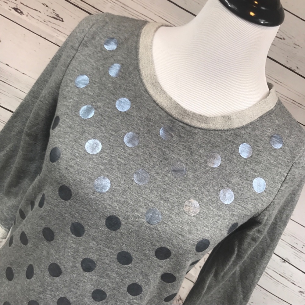 Gap Sweater 3/4 Sleeve Gray Polka Dot Size XS NWOT